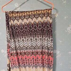 Lily Rose Maxi Skirt Large - Boho Ikat Print Stretchy Long Skirt